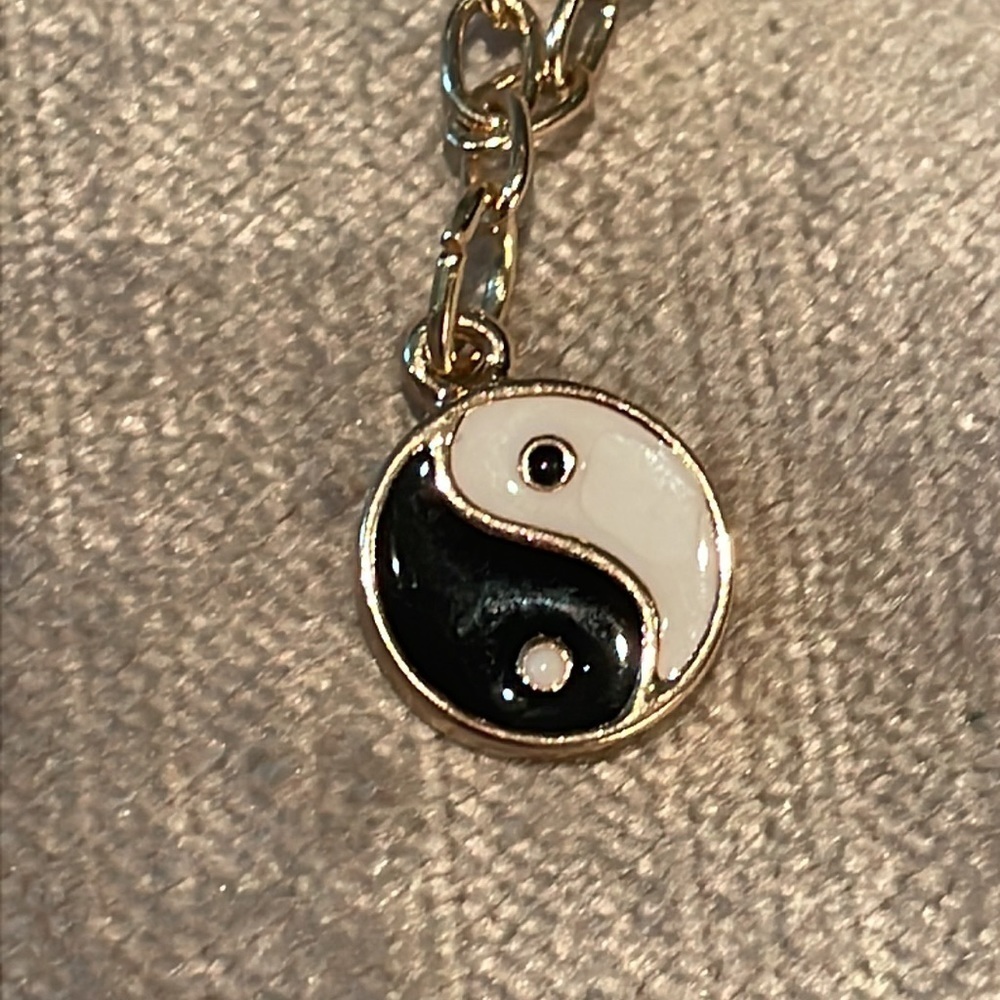 Dainty Ying Yang Necklace 16-18” Goldtone